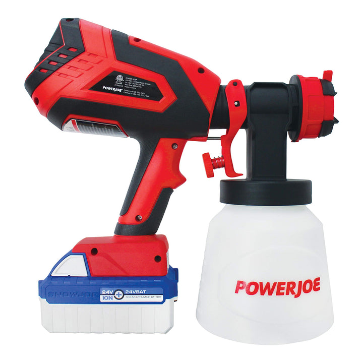 Restored Sun Joe 24V-PS1 24-Volt Amp Cordless HVLP Handheld Paint Sprayer, Kit (w/4.0-Ah Battery + Quick Charger) (Refurbished)