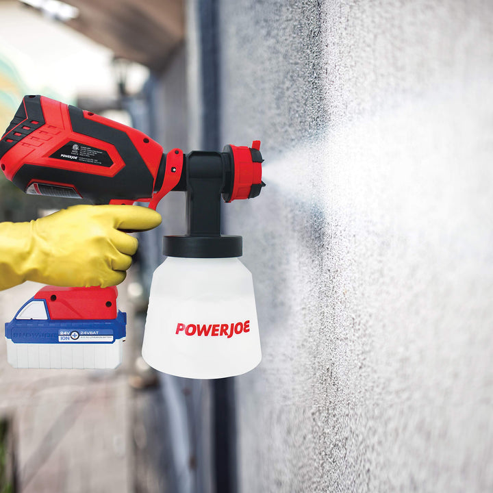 Restored Sun Joe 24V-PS1 24-Volt Amp Cordless HVLP Handheld Paint Sprayer, Kit (w/4.0-Ah Battery + Quick Charger) (Refurbished)