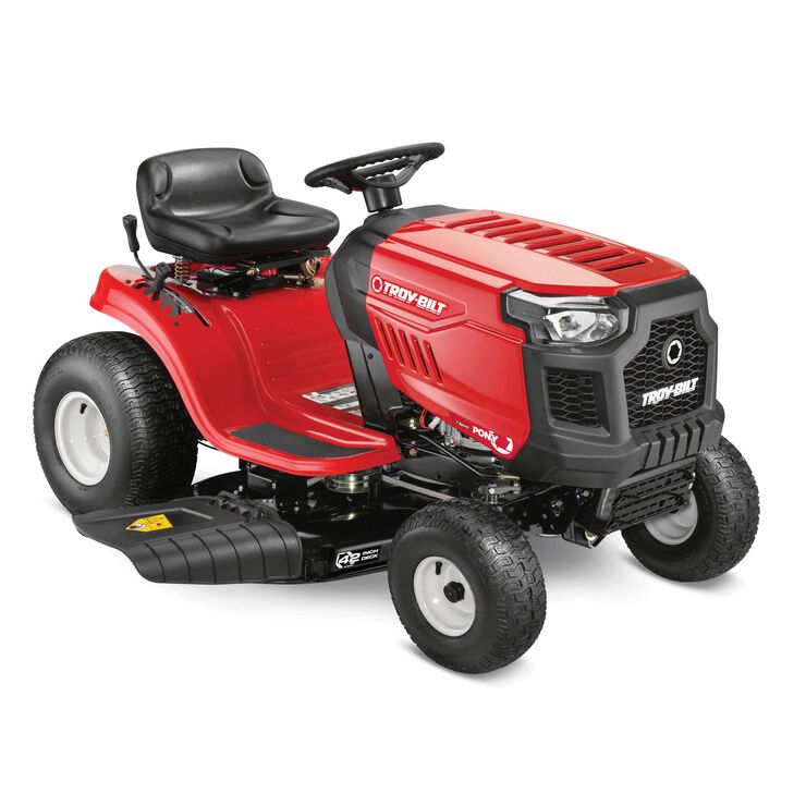 Troy-Bilt Pony 42 | Gas Riding Lawn Tractor | 42 in. Deck | 439 cc Auto-Choke Engine | 7-Speed Manual Drive