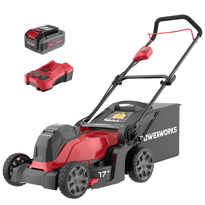 Restored Powerworks LMF318 | 40V 17 inch Cordless Lawn Mower | With 4.0 Ah Battery & Charger Included (Refurbished)