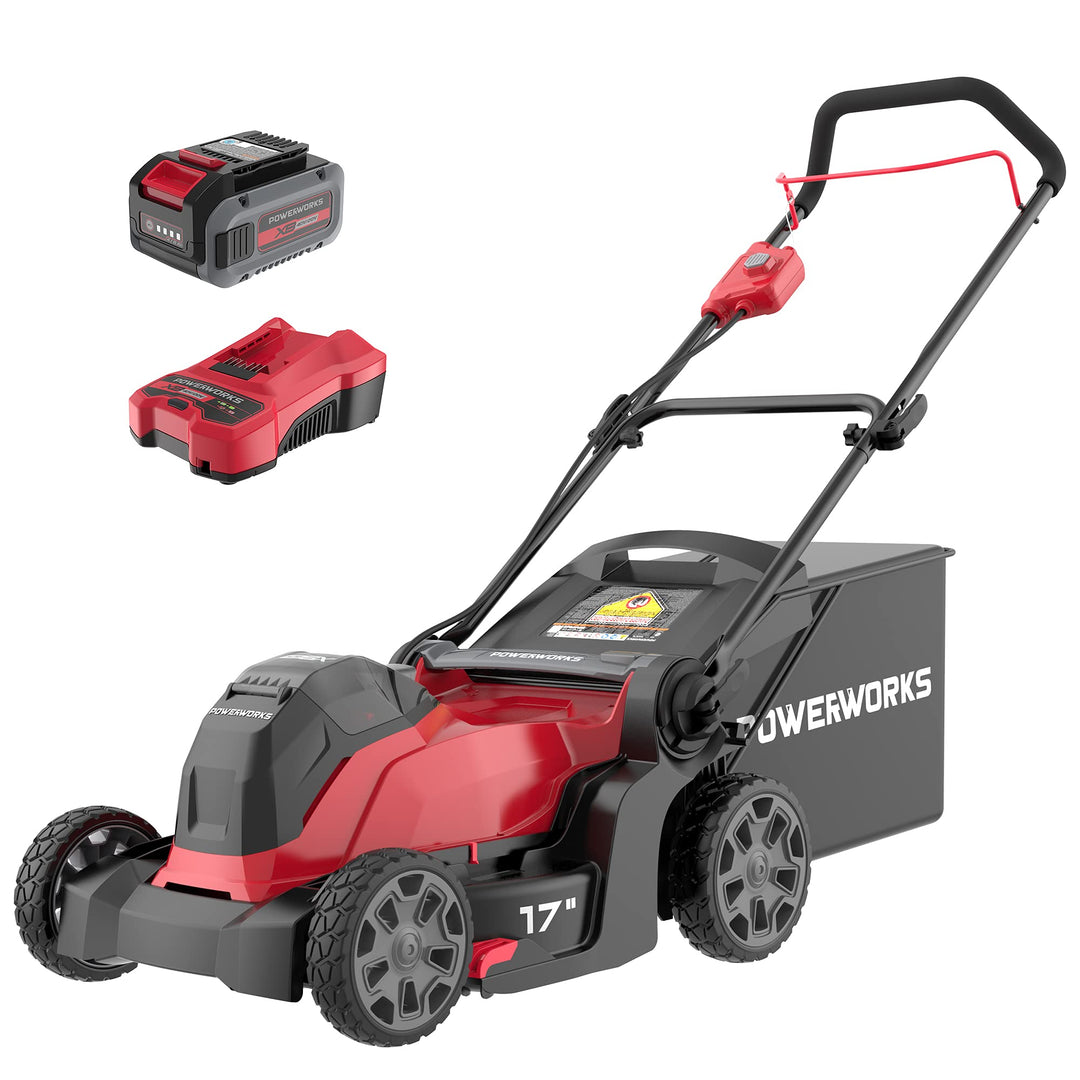 Restored Powerworks LMF318 | 40V 17 inch Cordless Lawn Mower | With 4.0 Ah Battery & Charger Included | Some Cosmetic Wear (Refurbished)