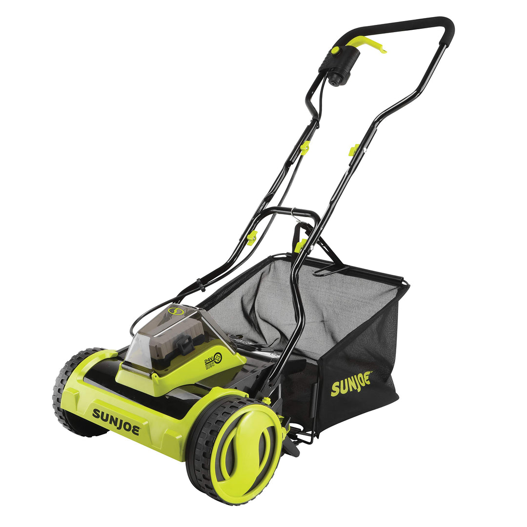 Restored Sun Joe 24V-CRLM15 | 15in 24V iON+ Cordless Push Reel Mower Kit | W/ Battery + Charger (Refurbished)