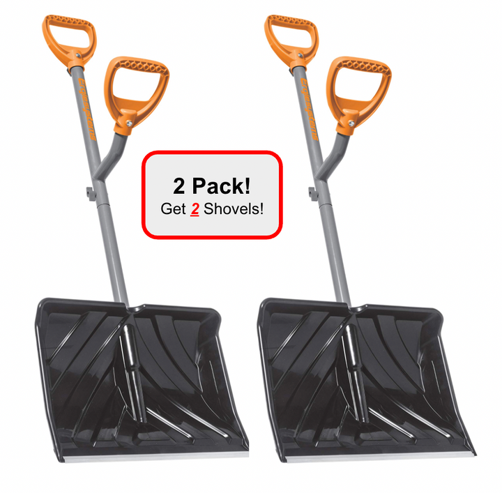 Ergie Shovel ERG-SNSH18 | Steel Shaft Impact Resistant 18" Snow Shovel | 48-Inch Shaft | Push/Scoop Combination Blade (Open Box) | 2 PACK