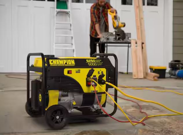 Restored Champion 100812 | 6250-Watt/5000-Watt Gasoline Powered Portable Generator | Recoil Start | With Wheel Kit (Refurbished)