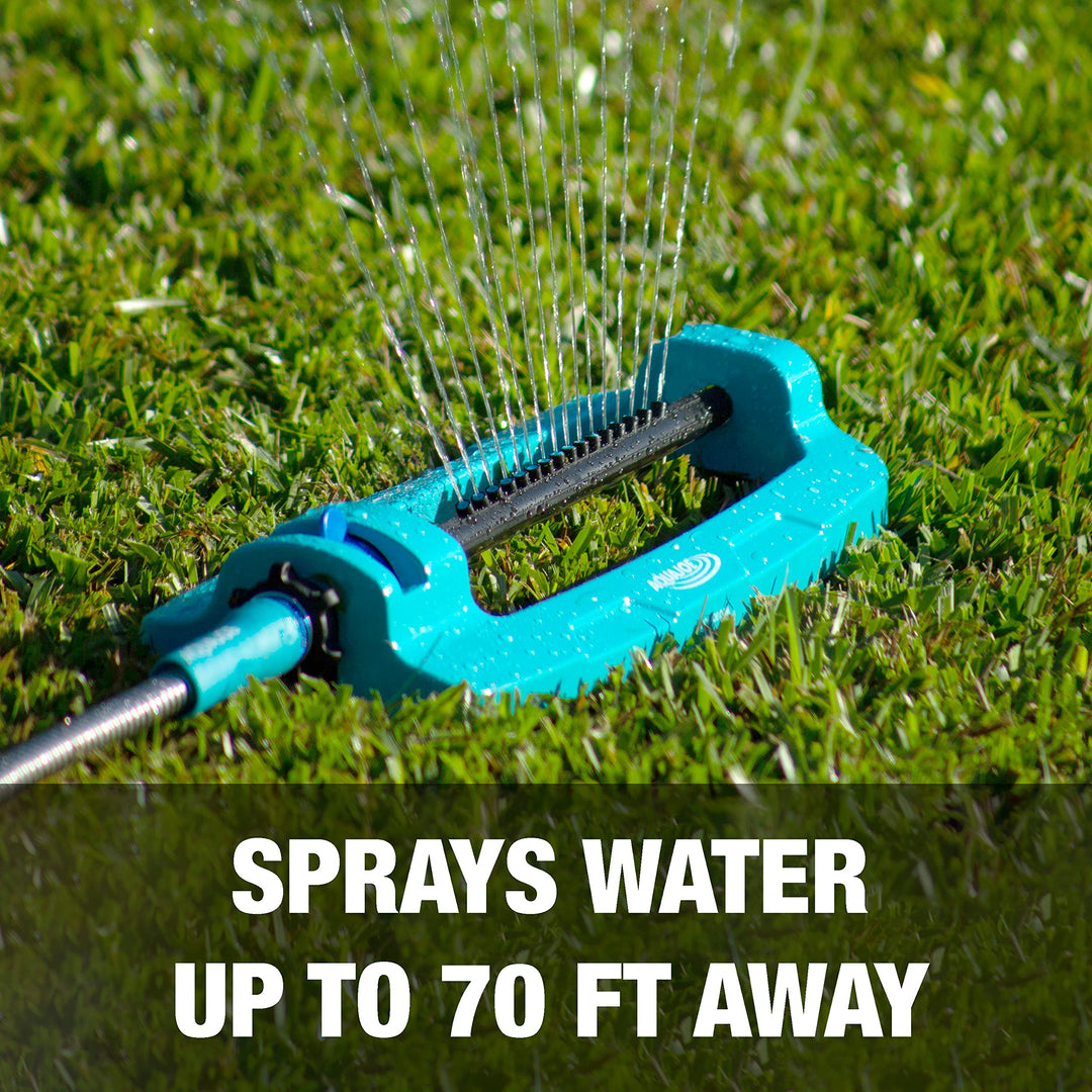 Restored Aqua Joe SJI-OMS16 Indestructible Metal Base Oscillating Sprinkler with Adjustable Spray, 3600-Square Foot Coverage (Refurbished)