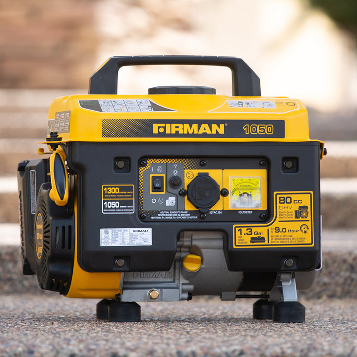 Restored Firman P01001 Gas Portable Generator | 1300/1050 Watt | 80cc Engine | Recoil Start |  9–10 Hour Run Time | Generator Only (Refurbished)