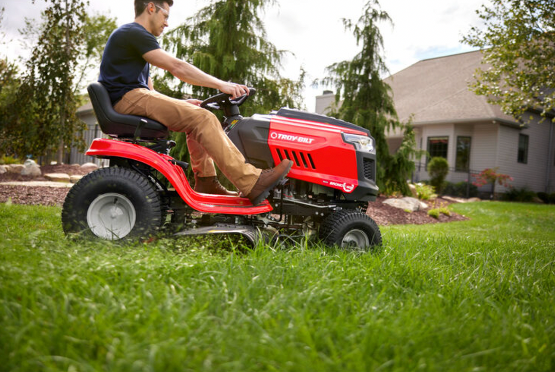 Troy-Bilt Bronco 46 Riding Lawn Mower | 547cc | 46" Side-Discharge, Twin-Blade, Steel Cutting Deck | AutoDrive Transmission