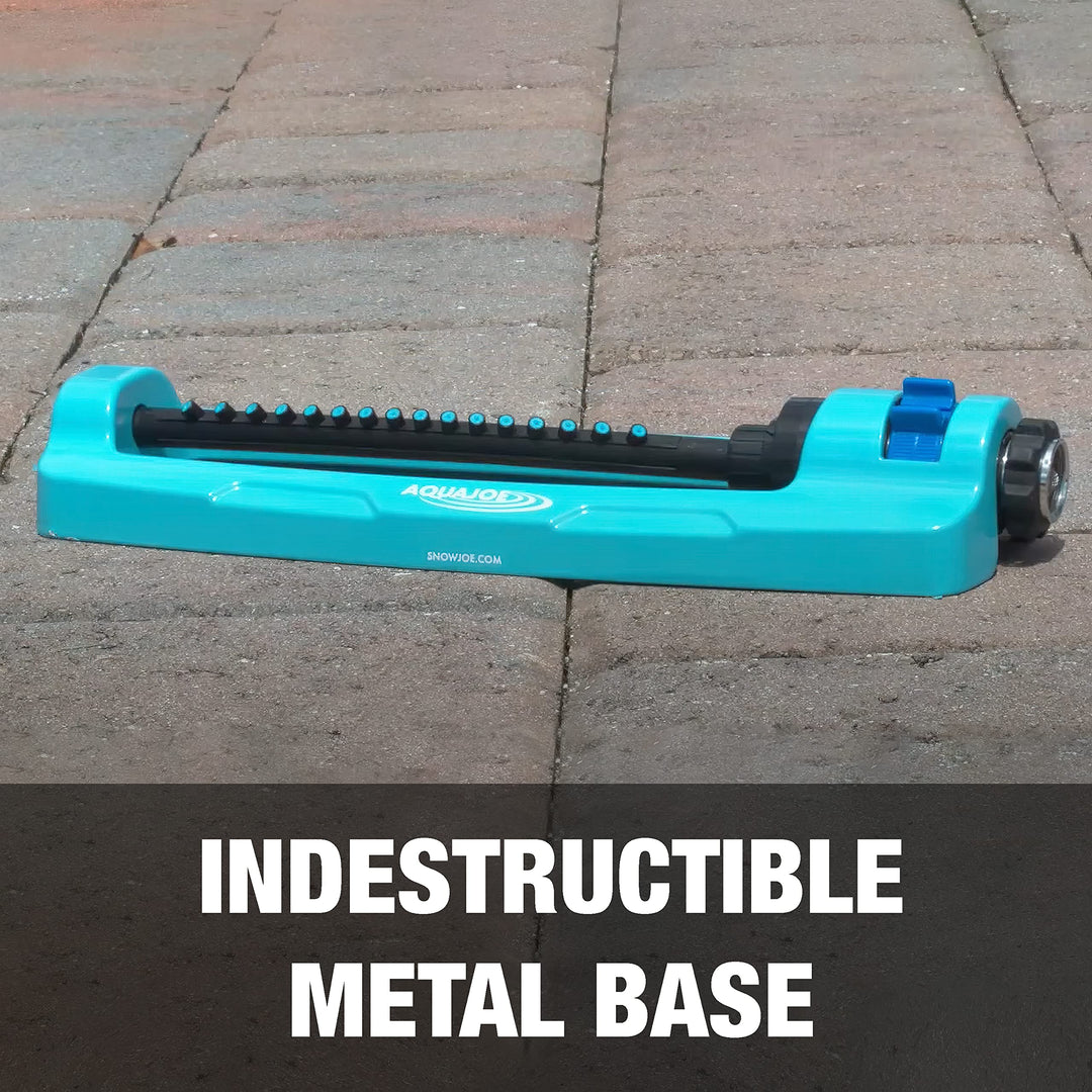 Restored Aqua Joe SJI-OMS16 Indestructible Metal Base Oscillating Sprinkler with Adjustable Spray, 3600-Square Foot Coverage (Refurbished)
