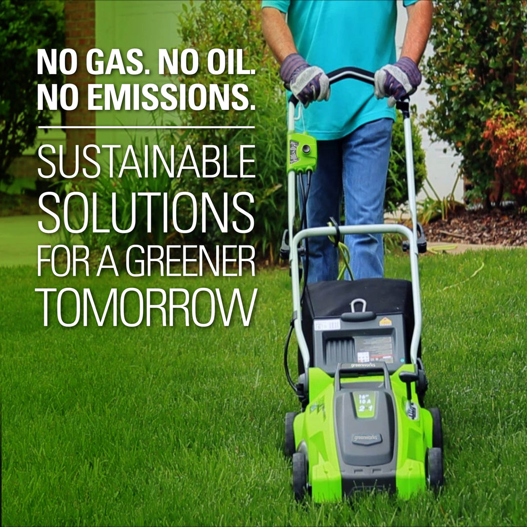 Restored Greenworks LMA125 | 16" 10 Amp Corded Electric Walk-Behind Push Lawn Mower | 25142 (Refurbished)