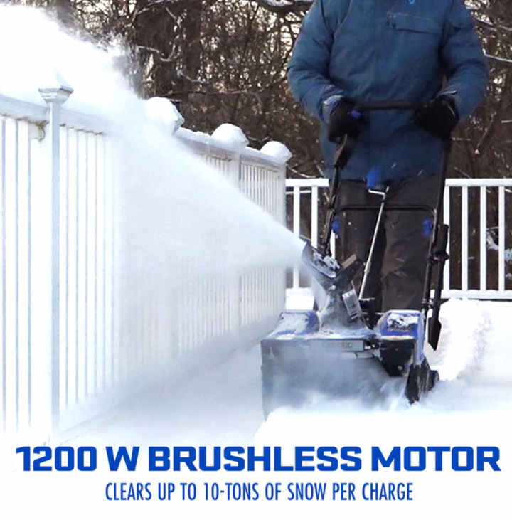 Restored Snow Joe 24V-X2-SB18-MAX | 48V Snow Blower Bundle | W/ 2 x 4.0-Ah Batteries, Dual Port Charger, Cover, & 2 x Battery Holders (Refurbished)