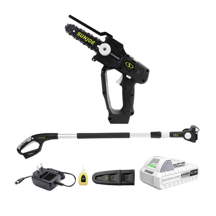 Restored Sun Joe 24V-HCSWP-6-LTE | In-Store Exclusive | 24-Volt* IONMAX Cordless Telescoping Pole Pruning Saw Kit | 4000 RPM | W/ 2.0-Ah Battery + Charger (Refurbished)