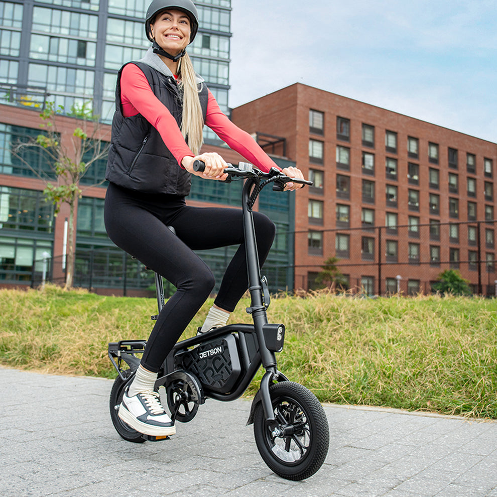 Jetson JBLTPX-BLK Compact Electric Bicycle | 15.5 MPH | 350W Motor | Dual-Wheel Disc Brakes | 15-25 Mile Range (Refurbished) | In-Store Exclusive