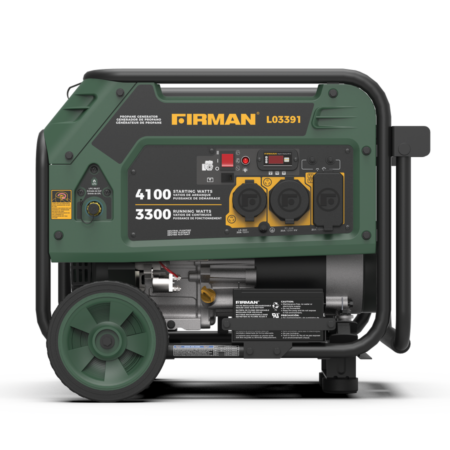 Restored Firman L03391 4100 Watt LPG Propane Portable Generator | Electric Start | 208 cc Engine (Refurbished)