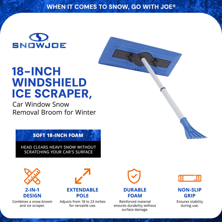 2 PACK | Snow Joe SJBLZD-GO | 2-in-1 SnowBroom & Ice Scraper | Lightweight Car Windshield Snow Remover |18" to 23" Telescoping Handle (Open Box)