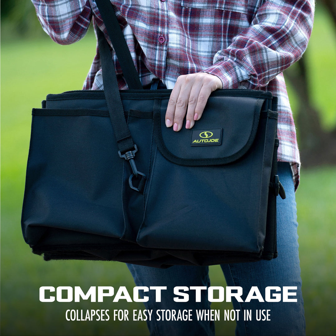 Auto Joe Collapsible Auto Storage Organizer | w/ Anchor Straps and Toggle Fasteners for Hold Security | Adjustable Strap | Rip Resistant