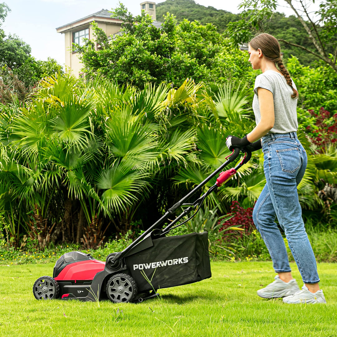 Restored Powerworks LMF318 | 40V 17 inch Cordless Lawn Mower | With 4.0 Ah Battery & Charger Included | Some Cosmetic Wear (Refurbished)