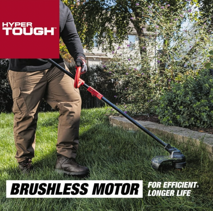 Restored Scratch and Dent Hyper Tough Brushless String Trimmer | Battery Powered | 20V Max | 13" | 4.0Ah | Rapid Reload Trimmer Head | HT22-401-03-02 (Refurbished)