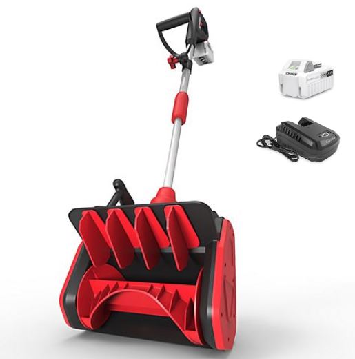 Restored Snow Joe 24V-SS13.5-XR-RED | Cordless Snow Shovel Kit | 24V 13.5 In. W/ 5.0Ah Battery & Charger | Directional Control (Refurbished)