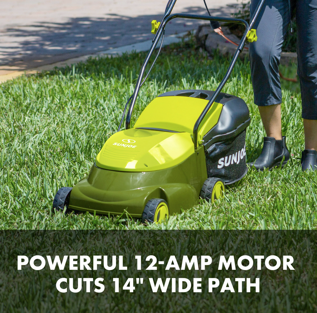 Restored Sun Joe MJ401E | In-Store Exclusive | Electric Lawn Mower With Grass Bag | 14-Inch | 12 Amp (Refurbished)