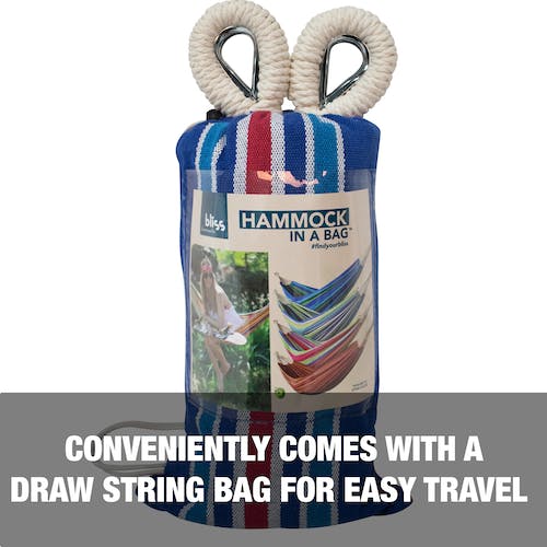 Bliss Hammocks BH-400W5CA | 40" Wide Hammock | Hand-Woven Rope Loops & Hanging Ropes | Outdoor, Patio, Backyard | Durable, Cotton & Polyester Blend | 220 Lbs Capacity | Patriotic Stripe