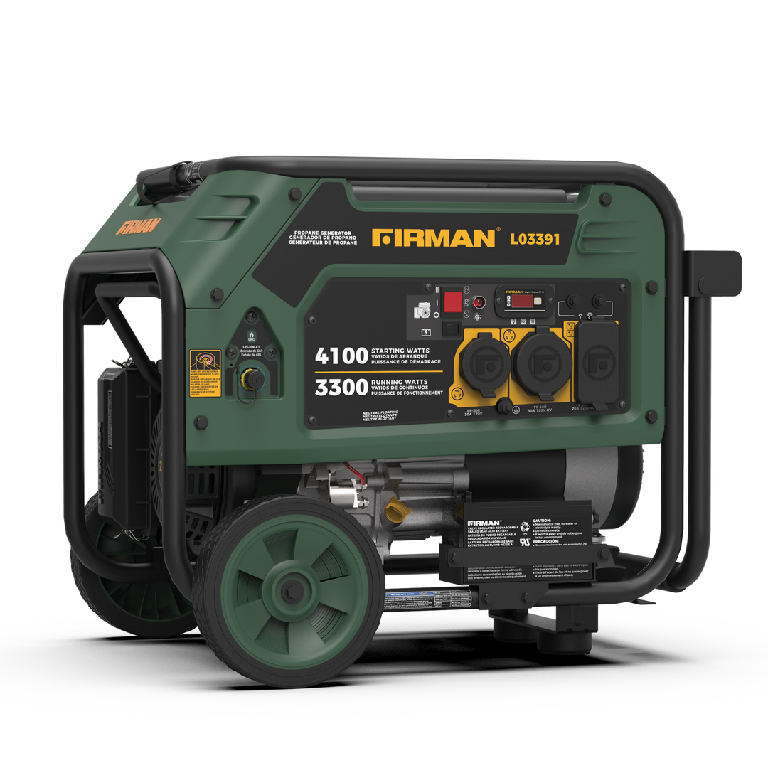 Restored Firman L03391 4100 Watt LPG Propane Portable Generator | Electric Start | 208 cc Engine (Refurbished)