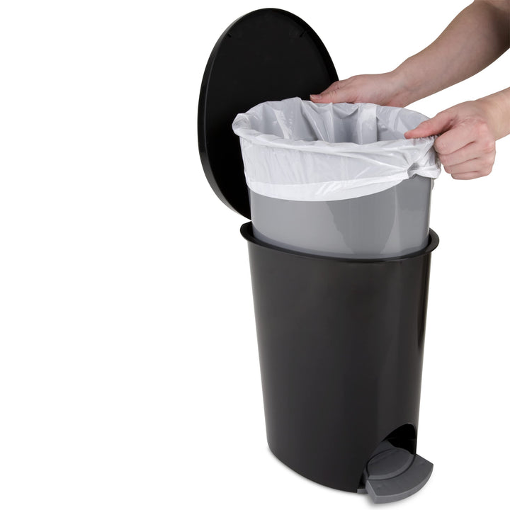 2 Pack | Sterilite 10819002 Waste Basket Step On Black 2.6 Gallon