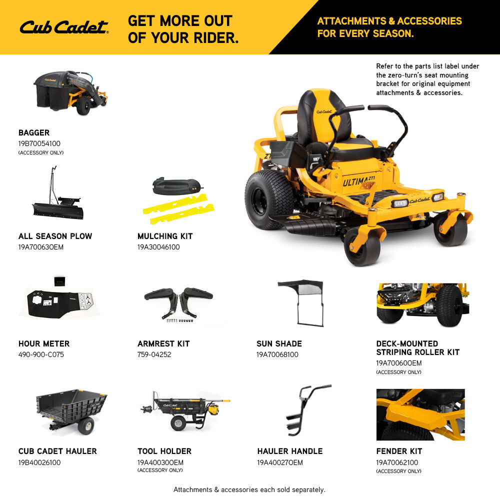 Cub Cadet ZT1 42 | Zero-Turn Lawn Mower | Ultima Series | 22 HP | 725 cc Kohler 7000 Twin-Cylinder OHV Engine (Open Box)