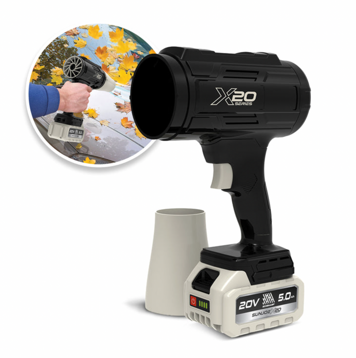 Sun Joe GO-SRMJET-5A-BLK | 20V Cordless X20 StormJet Handheld Turbo Blower | 40 CFM | 5.0Ah Battery + Charger (Black) (Open Box) | In-Store Exclusive