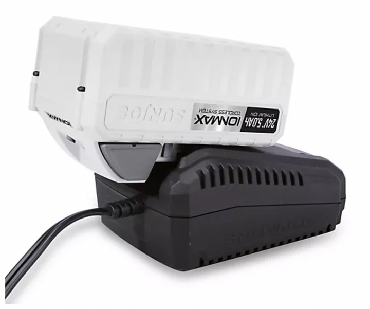 Restored Snow Joe 13.5" Cordless Directional Snow Thrower Kit | W/ Charger & 5.0Ah Battery (Refurbished) | In-Store Exclusive