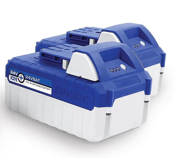 Snow + Sun Joe 24 Volt Bundle (2) 4.0-Ah Batts and Dual Quick Charger (Open Box)