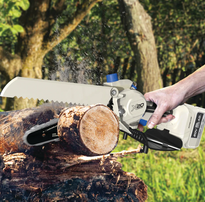 Restored Sun Joe 20V Cordless X20 Handheld Pruning Saw | 6-inch | 550W Brushless Motor | W/ 4.0-Ah Battery + Charger | Black (Refurbished)