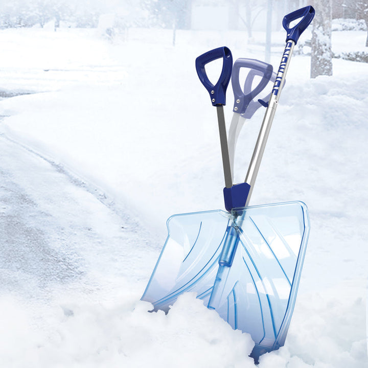 2 PACK - Snow Joe Shovelution SJ-SHLV02 | Strain-Reducing Shatter-Resistant Polycarbonate Snow Shovel | W/ Spring Assisted Handle | 18-inch (Open Box)
