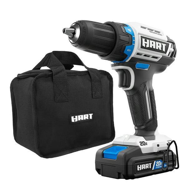 Restored HART HPDD25B | 1/2-inch Drill/Driver Kit & 10-inch Storage Bag | 20v Tool | Cordless | Brushless | 2Ah Lithium-Ion Battery (Refurbished)