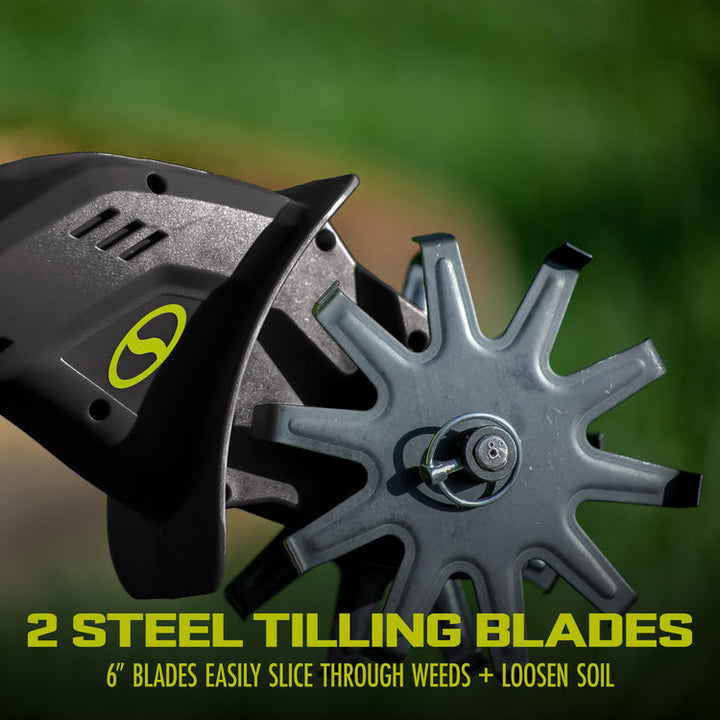Restored Sun Joe 24V-TLR-LTE | 24V Cordless Garden Tiller + Cultivator Kit | W/ 2.0-Ah Battery and Charger (Refurbished)