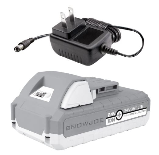 Restored Snow Joe + Sun Joe 2.0Ah Battery & Charger | CERTIFIED AUTHENTIC iON+ 24VBAT-LTE & Charger Combo Pack | EcoSharp LITE Lithium-Ion Battery | 24 Volt | 2.0 Ah (Refurbished)