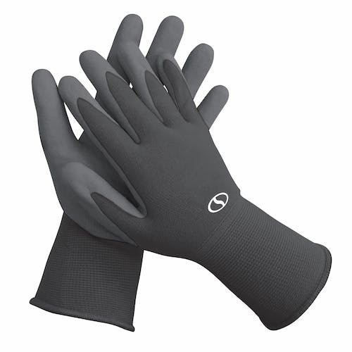 Restored Sun Joe GGNP-S3-BLK Reusable Nitrile-Palm Gloves | Tactile | Washable | One Size Fits Most | Set of 3 (Black) (Refurbished)