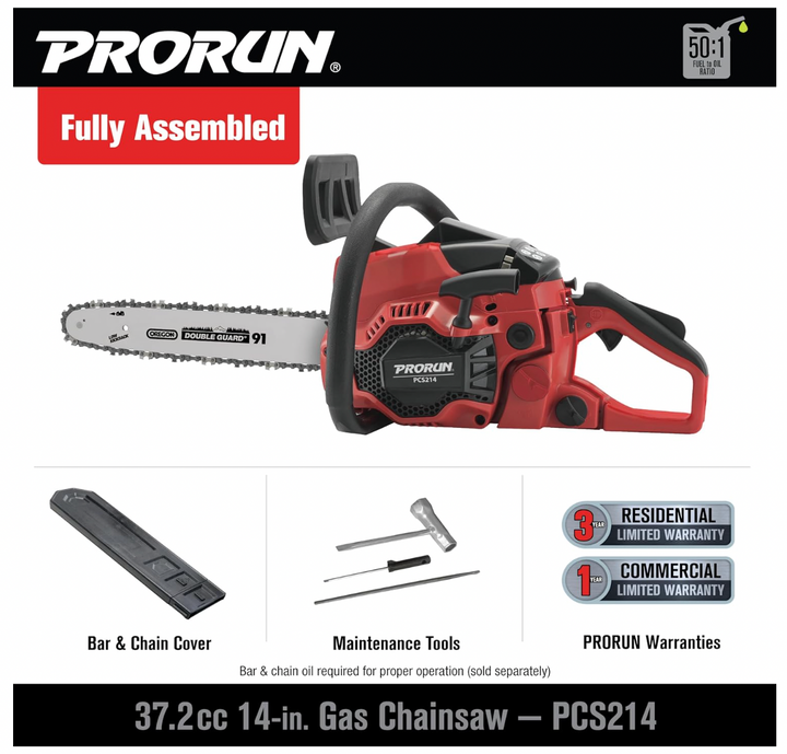 PRORUN PCS214 | 37.2cc 14-in. Gas-Powered 2-Cycle Chainsaw | In-Store Exclusive