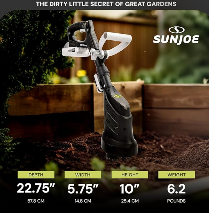 Restored Sun Joe 24V 24V-CTLR-LTE | 2-in-1 Hand Held & Long Handle Tiller Cultivator (Refurbished)