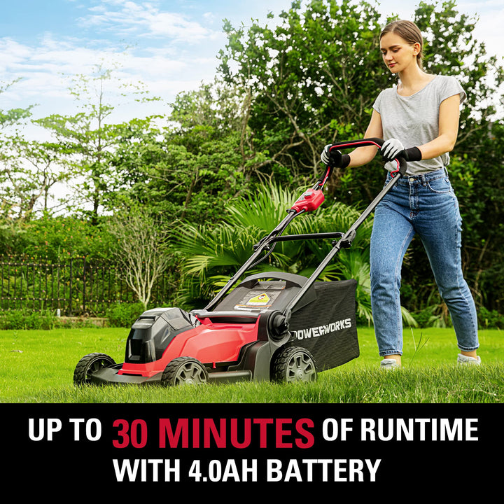 Restored Powerworks LMF318 | 40V 17 inch Cordless Lawn Mower | With 4.0 Ah Battery & Charger Included (Refurbished)