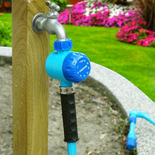Restored Aqua Joe AJ-WTX2 Set of 2 Manual Water Timers | Dual-Zone Coverage | 2 Hours Max Timer | Built-In Timer Bypass Function (Refurbished)