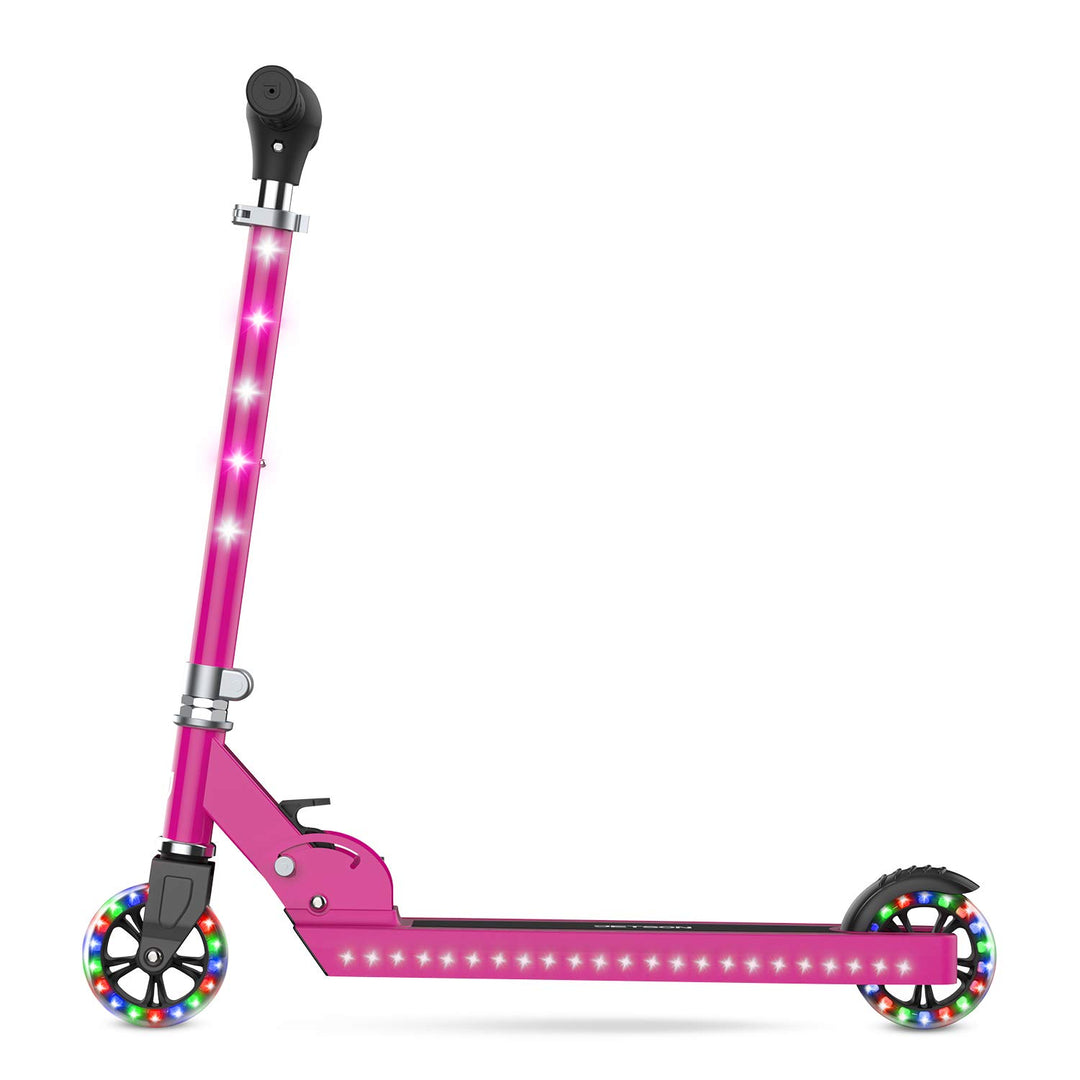 Restored Jetson Light-Up Kick Scooter | 2-Wheels | Light Up Deck & Wheels | Height Adjustable Handlebar | Rear Brake | Easy-Folding Mechanism | 4 or 6 inch wheels | Some Cosmetic Wear (Refurbished)