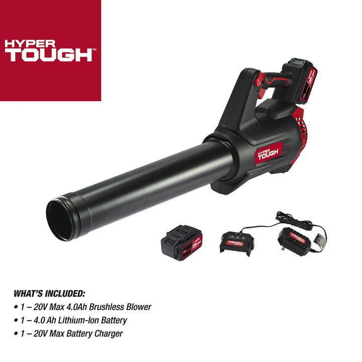 Restored Scratch and Dent Hyper Tough Brushless Handheld Battery Blower | 20V Max | 110 MPH | 420 CFM  | 4.0Ah | HT22-401-03-01 (Refurbished)