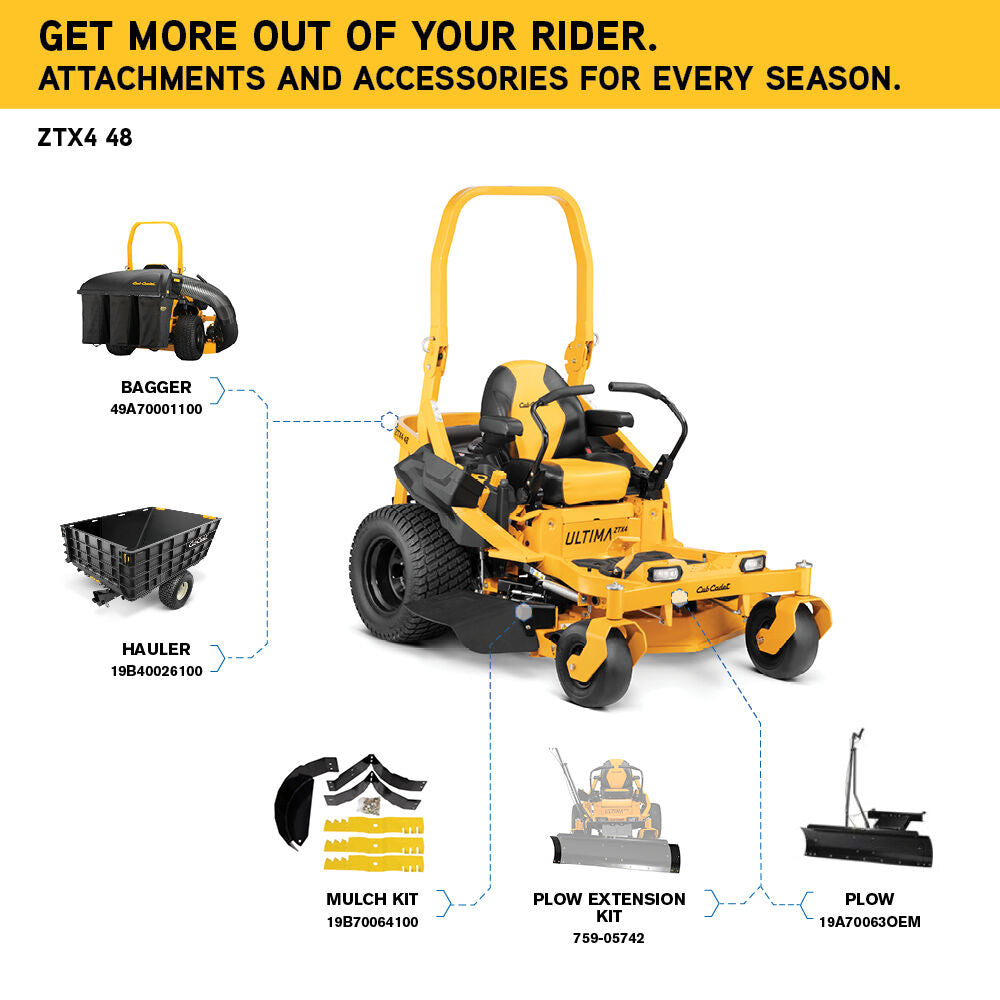 Restored Cub Cadet ZTX4 48 Zero Turn Mower | Ultima Series ZTX | 23 HP | KOHLER 7000 Series PRO V-twin OHV engine | 47RSAAA6010 (Refurbished)