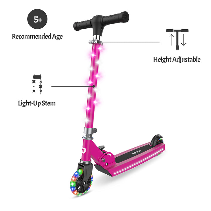 Restored Jetson Light-Up Kick Scooter | 2-Wheels | Light Up Deck & Wheels | Height Adjustable Handlebar | Rear Brake | Easy-Folding Mechanism | 4 or 6 inch wheels | Some Cosmetic Wear (Refurbished)