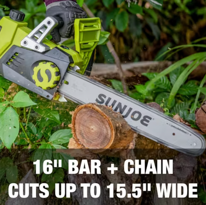 Restored Sun Joe 24V-X2-CS16-MAX | 48-Volt* IONMAX Cordless Chain Saw Kit | 16-Inch | Replacement Chain Included | W/ 2 x 2.0-Ah Batteries & Charger (Refurbished)