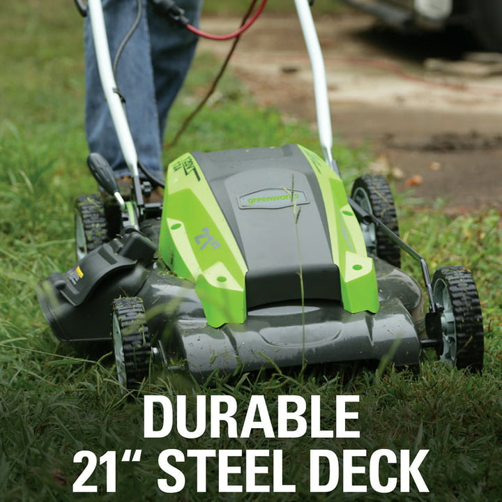 Restored Greenworks 25112 | Corded Electric Push Mower | 21-inch | 13 Amp | Some Cosmetic Wear (Refurbished)