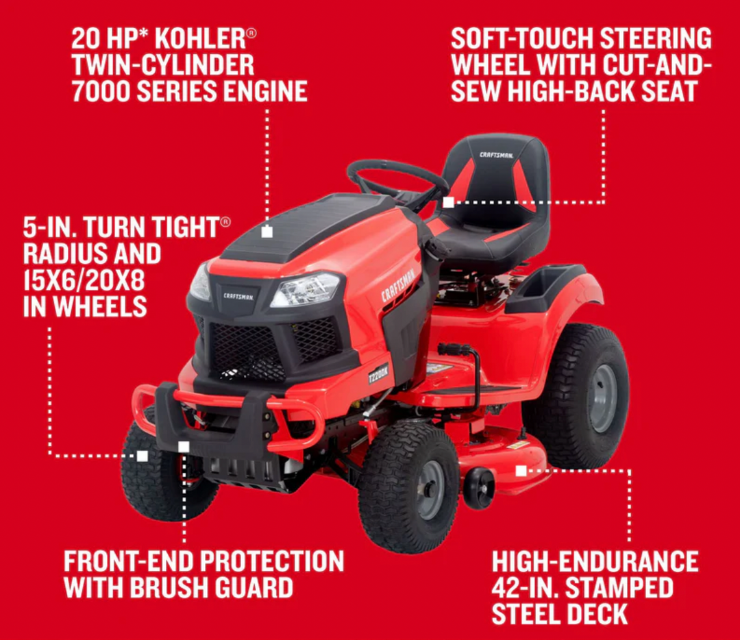 Craftsman T2200K | 42-in 20 HP 725cc Hydrostatic Riding Mower