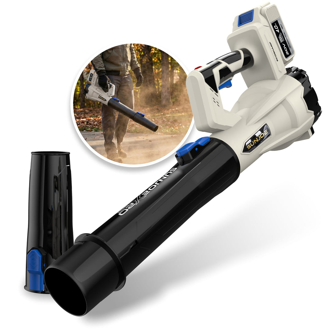 Restored Sun Joe 20V Cordless Multi-Purpose Blower | 400 CFM | W/ 4000 mAh Battery (4.0-Amp) + Charger (Refurbished)