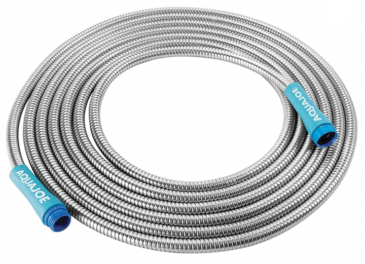 Restored Aqua Joe AJSGH25 | 25-Foot Metal Garden Hose | 1/2-Inch Heavy-Duty | Puncture Proof & Kink-Free | Spiral Constructed 304-Stainless Steel (Refurbished)