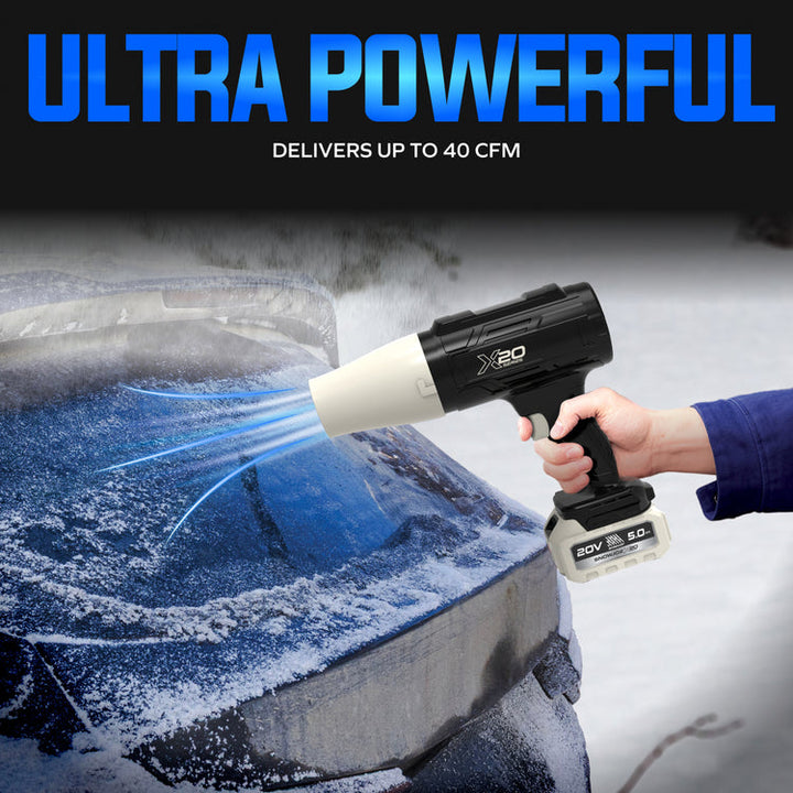 Restored Sun Joe 30,000-RPM 20V Cordless Handheld Turbo Blower | 40 CFM | 5.0Ah Battery + Charger (Black) | GO-SRMJET-5A-BLK (Refurbished)